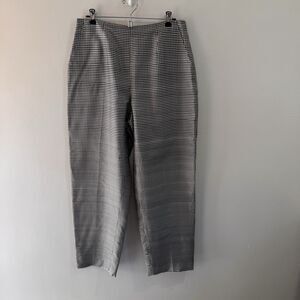 Vintage Evan Picone Pants 12 100% Silk Gingham Check Black White Straight Retro